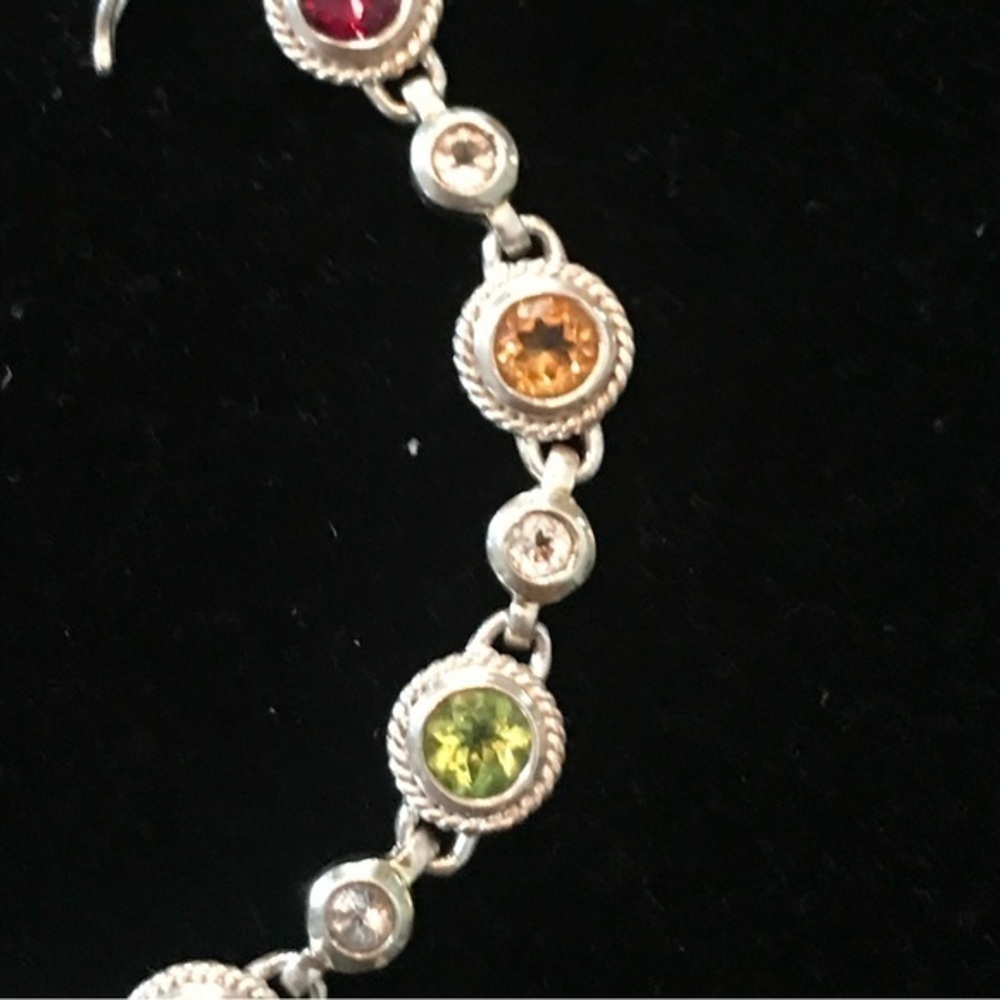 Sparkly Shiny Sterling Silver Multi Gem Bracelet 🎁💙💜💛💚🤍 - Picture 5 of 6
